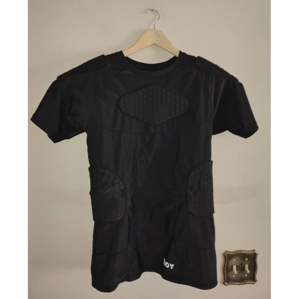 TUOY Boys Padded Chest Protect Football Paintball Hockey Black Shirt Youth Sz L